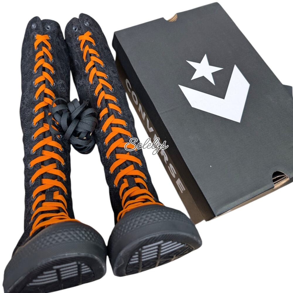 Converse CTAS XXHI Lace Black Orange Knee High Sneaker Boot Womens 11.5 NEW - Picture 9 of 10